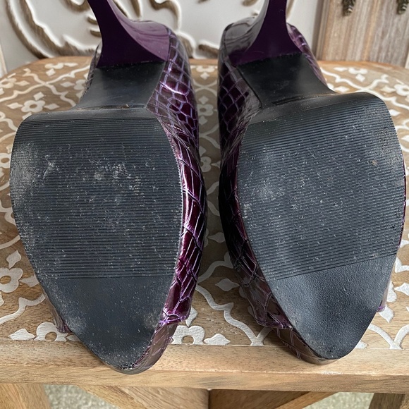 GUC, Qupid Faux Croc Open-Toed Pumps in Purple, Size 8 - Picture 5 of 11